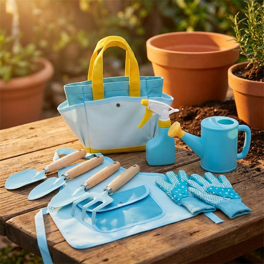 Kids Garden Tool Set - Colorful Garden Play Kit with Apron