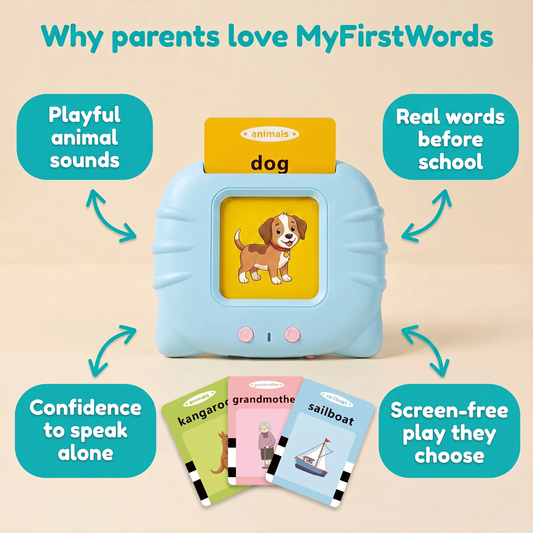 Why parents love MyFirstWords: playful animal sounds, real words before school, confidence to speak alone, screen-free play