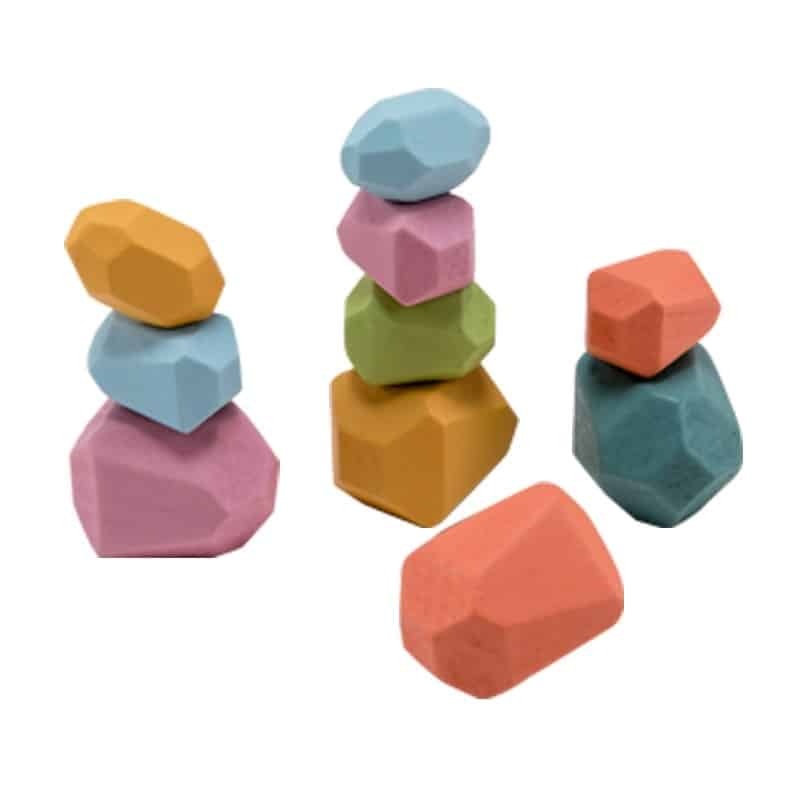 10pcs set1 Wooden Building Blocks in the Shape of Colored Stones