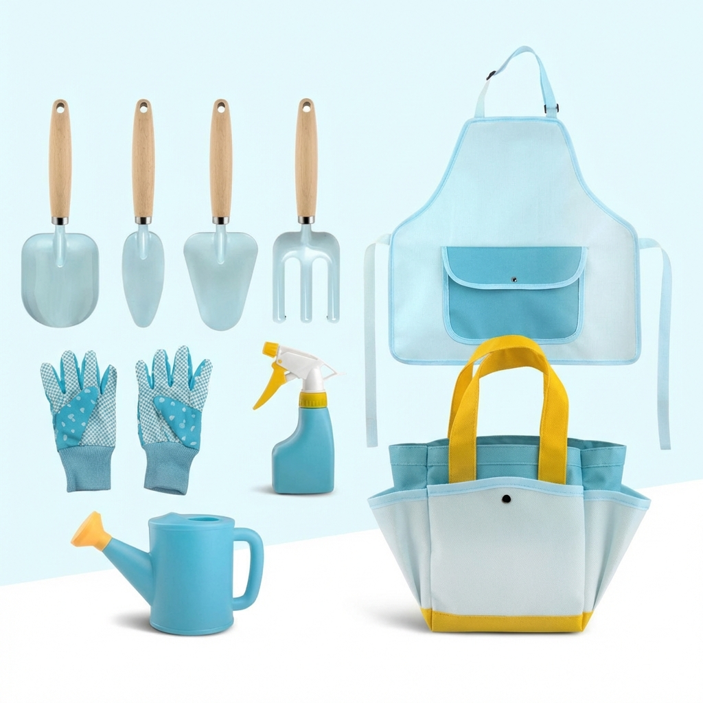Kids Garden Tool Set - Colorful Garden Play Kit with Apron