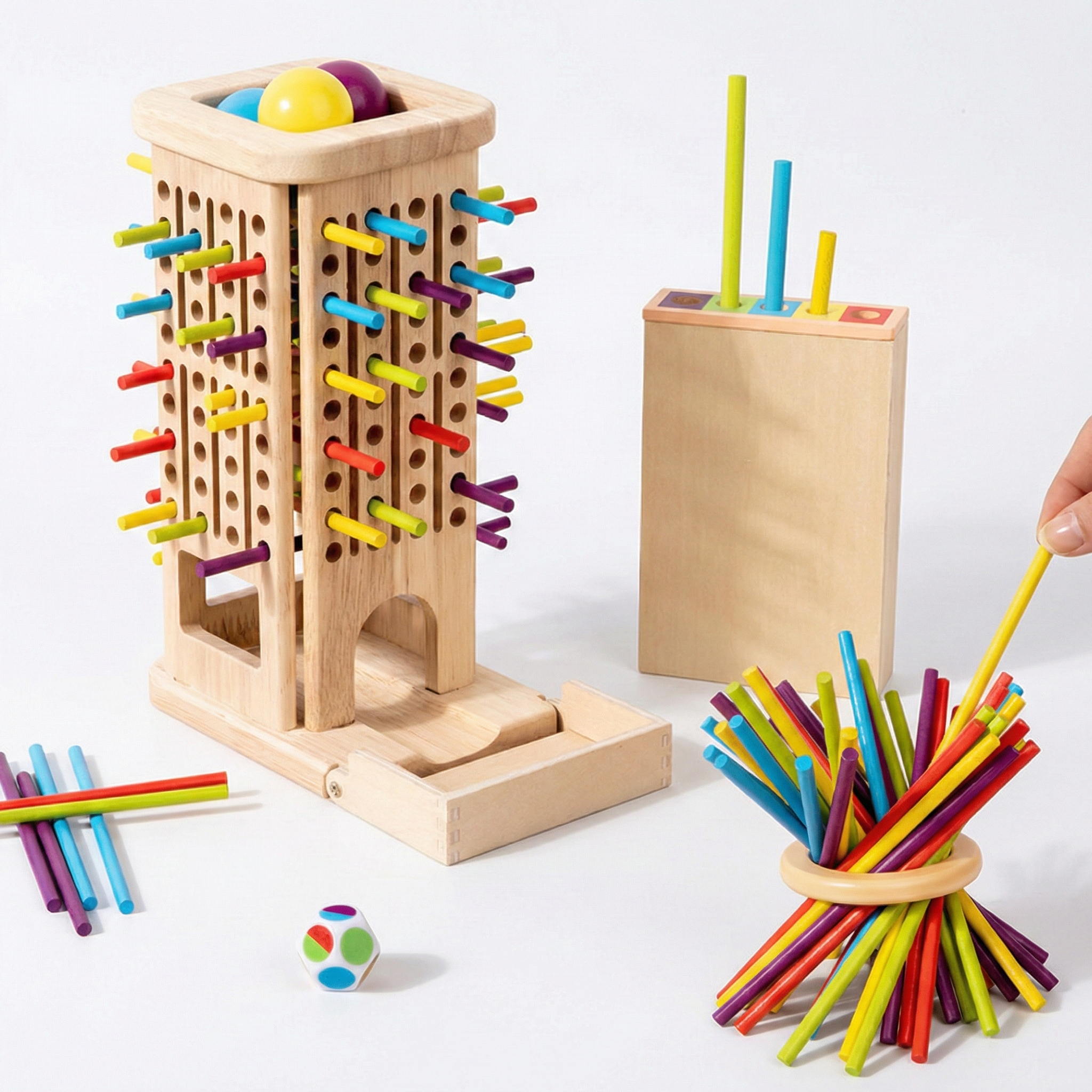 3-in-1 Montessori Wooden Stick Game - Family Fun Ages 3+