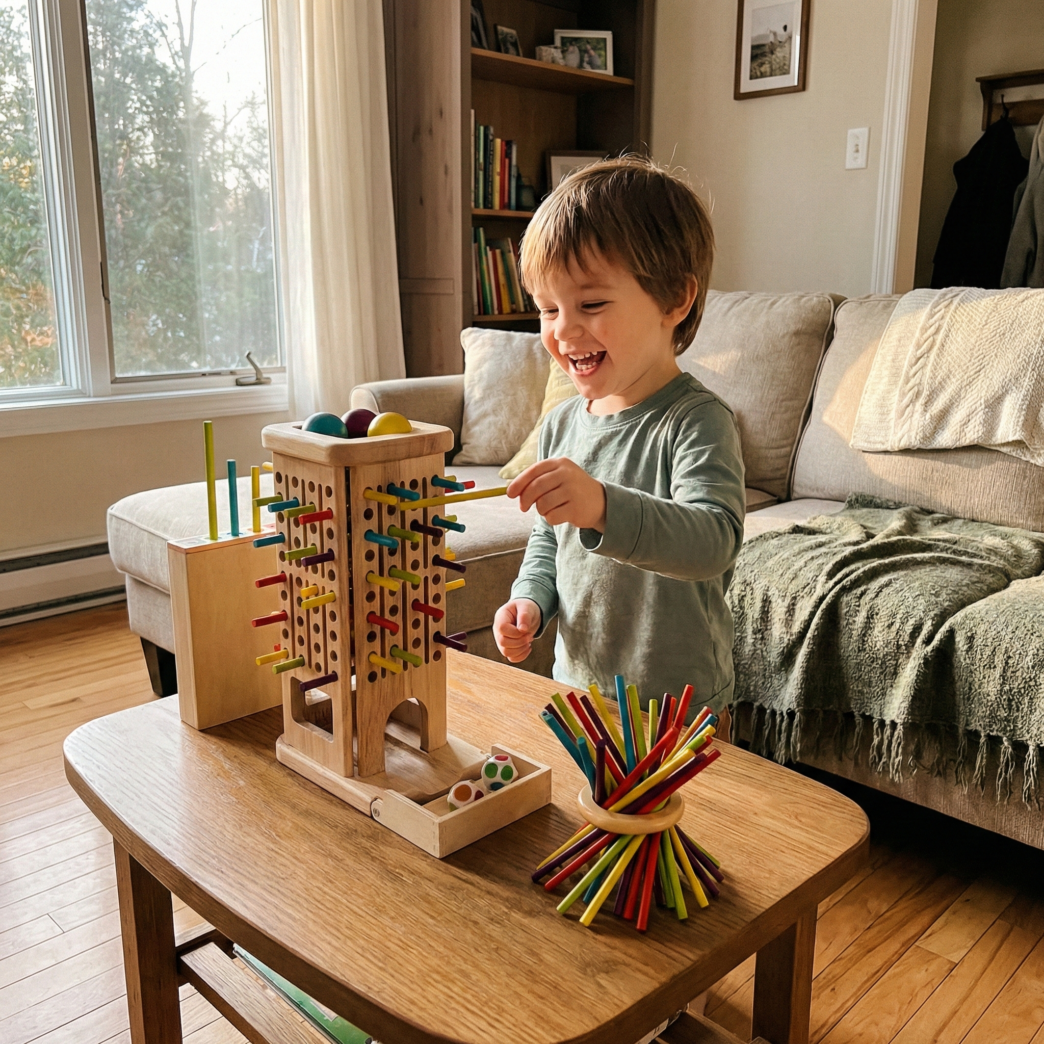 3-in-1 Montessori Wooden Stick Game - Family Fun Ages 3+