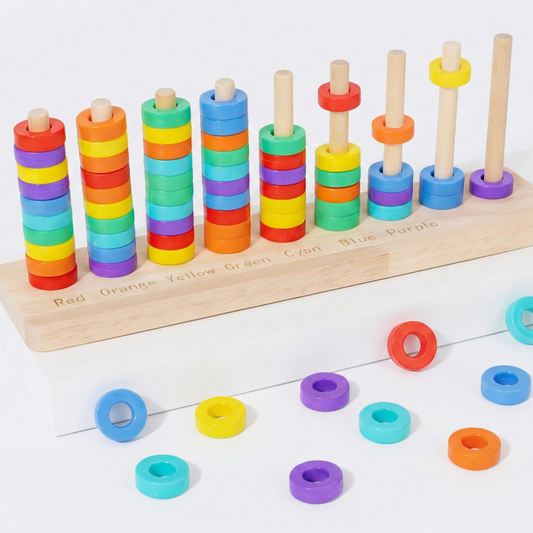 Rainbow Ring Toss Game Wooden - Hand-Eye Skills Ages 2-6