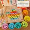 Wooden Bead Clip Puzzle Montessori Toy - Pattern Cards Ages 2-6