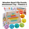 Wooden Bead Clip Puzzle Montessori Toy - Pattern Cards Ages 2-6