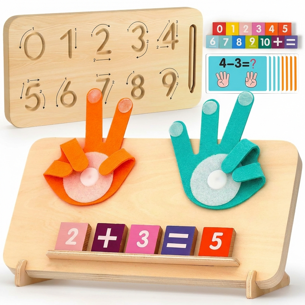 Double-Sided Montessori Math Board - Finger Counting & Number Tracing