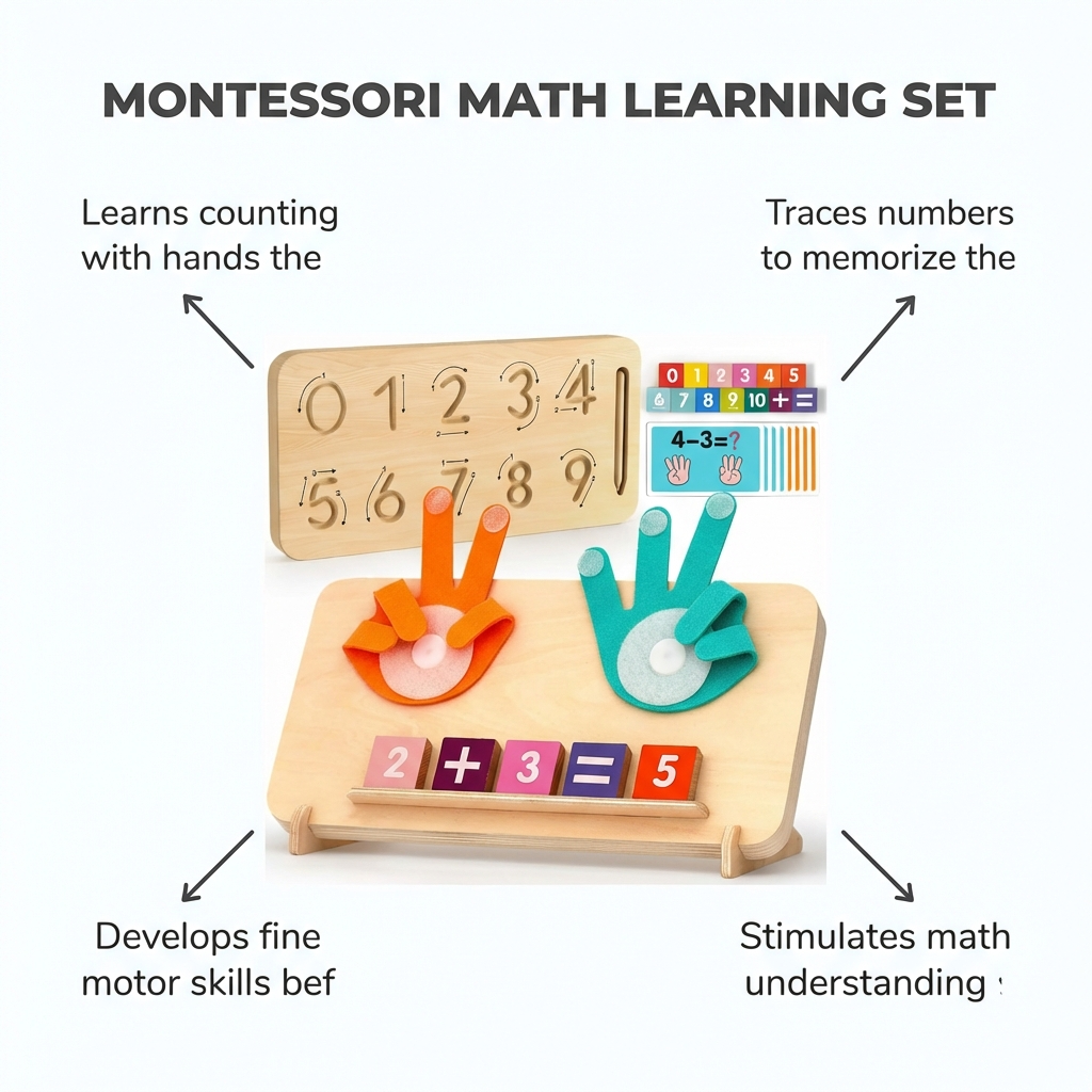 Double-Sided Montessori Math Board - Finger Counting & Number Tracing