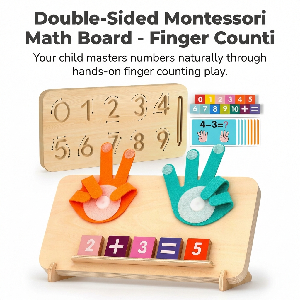 Double-Sided Montessori Math Board - Finger Counting & Number Tracing