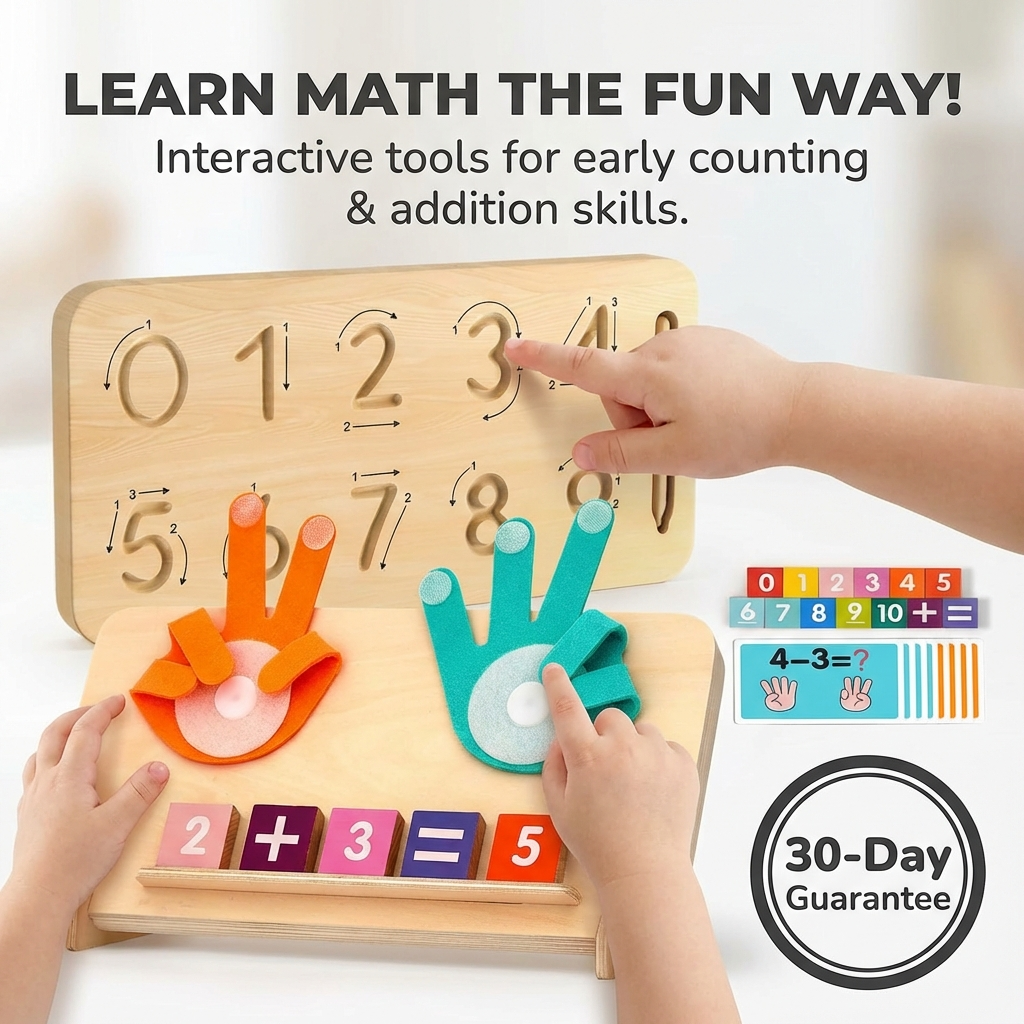 Double-Sided Montessori Math Board - Finger Counting & Number Tracing