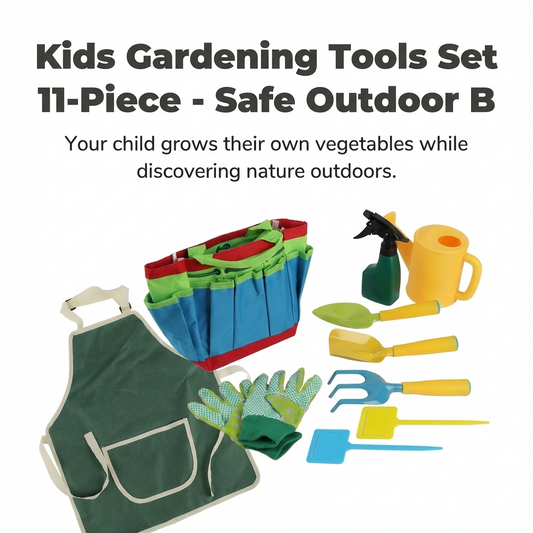 Kids Gardening Tools Set 11-Piece - Safe Outdoor Beach Garden Kit