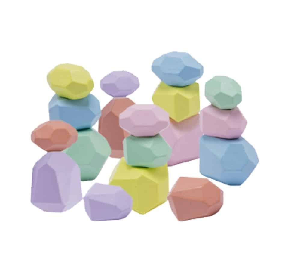 18pcs Candy colors Wooden Building Blocks in the Shape of Colored Stones