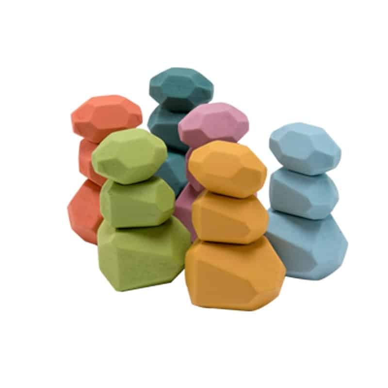 18pcs set2 Wooden Building Blocks in the Shape of Colored Stones