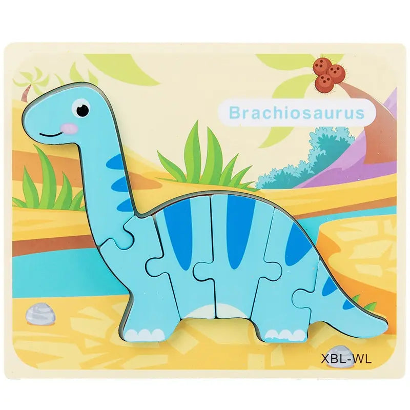 Brachiosaurus 3D Cartoon Dinosaur Wooden Puzzle