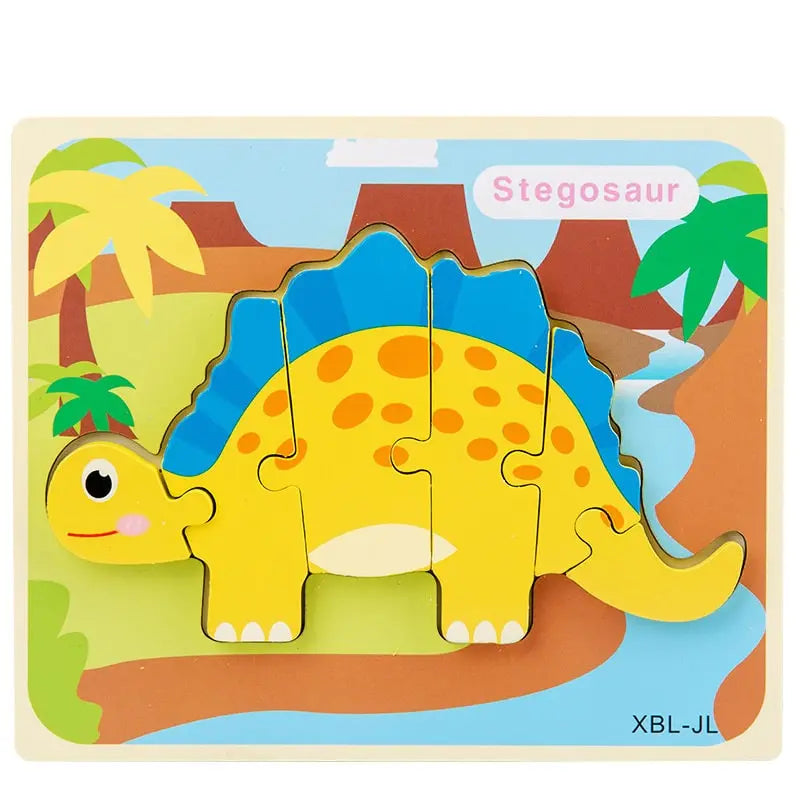 Stegosaurus 3D Cartoon Dinosaur Wooden Puzzle