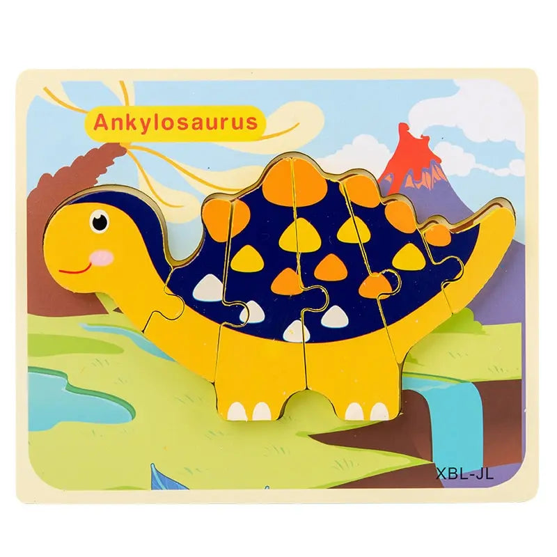 3D Cartoon Dinosaur Wooden Puzzle