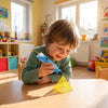 Child drawing a simple 3D pyramid with the pen and a single yellow filament
