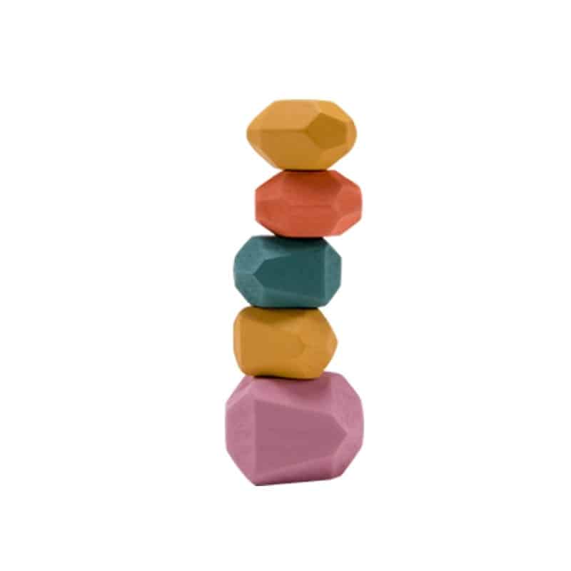 5pcs set3 Wooden Building Blocks in the Shape of Colored Stones