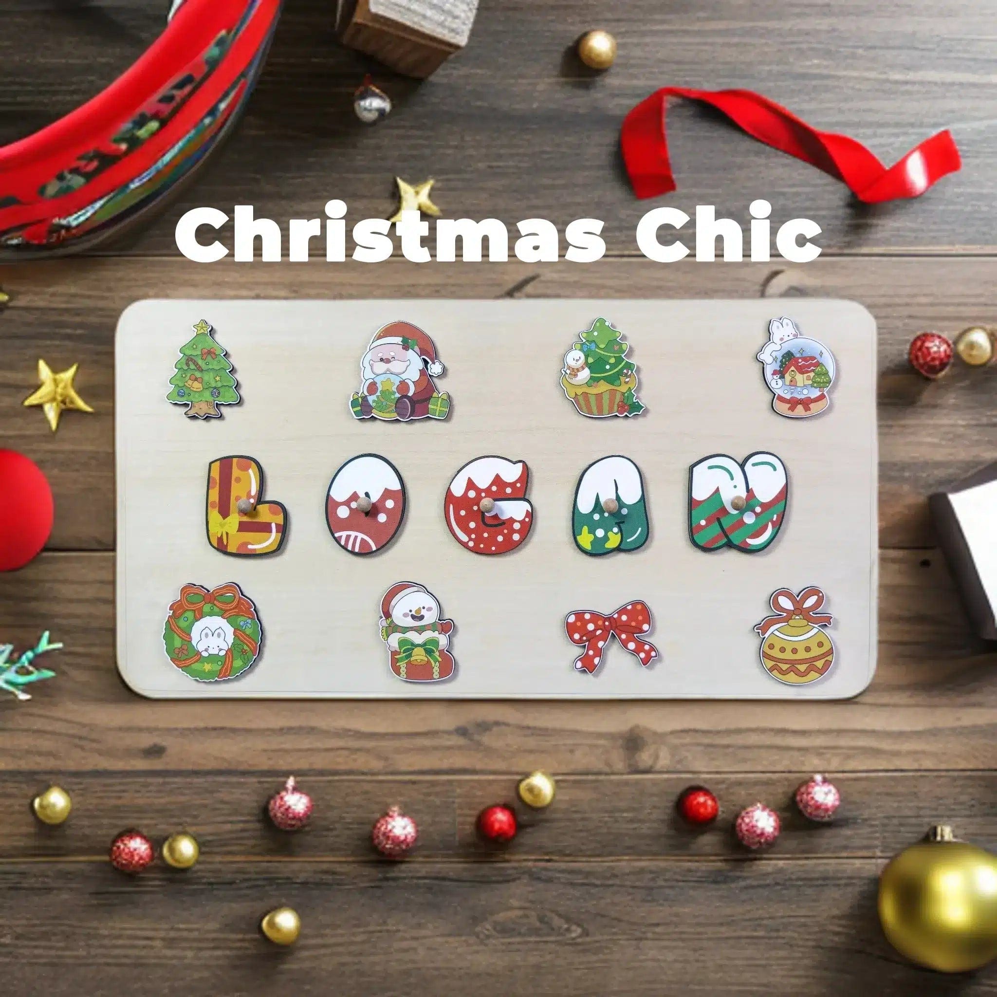 7 to 9 letters / Christmas Chic Personalized Christmas Puzzle for Kids