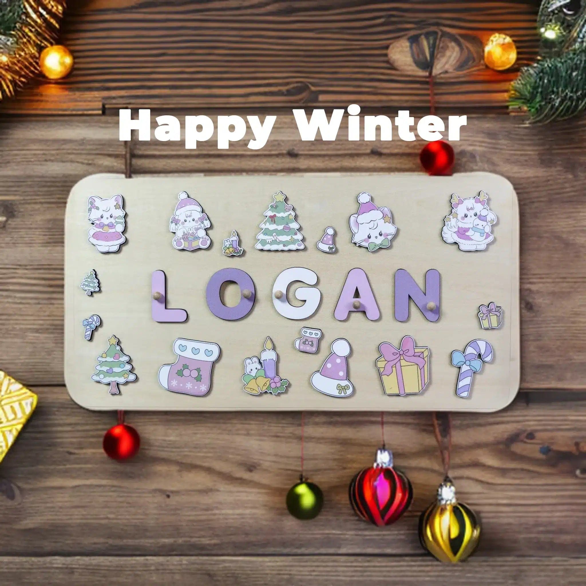 7 to 9 letters / Happy Winter Personalized Christmas Puzzle for Kids