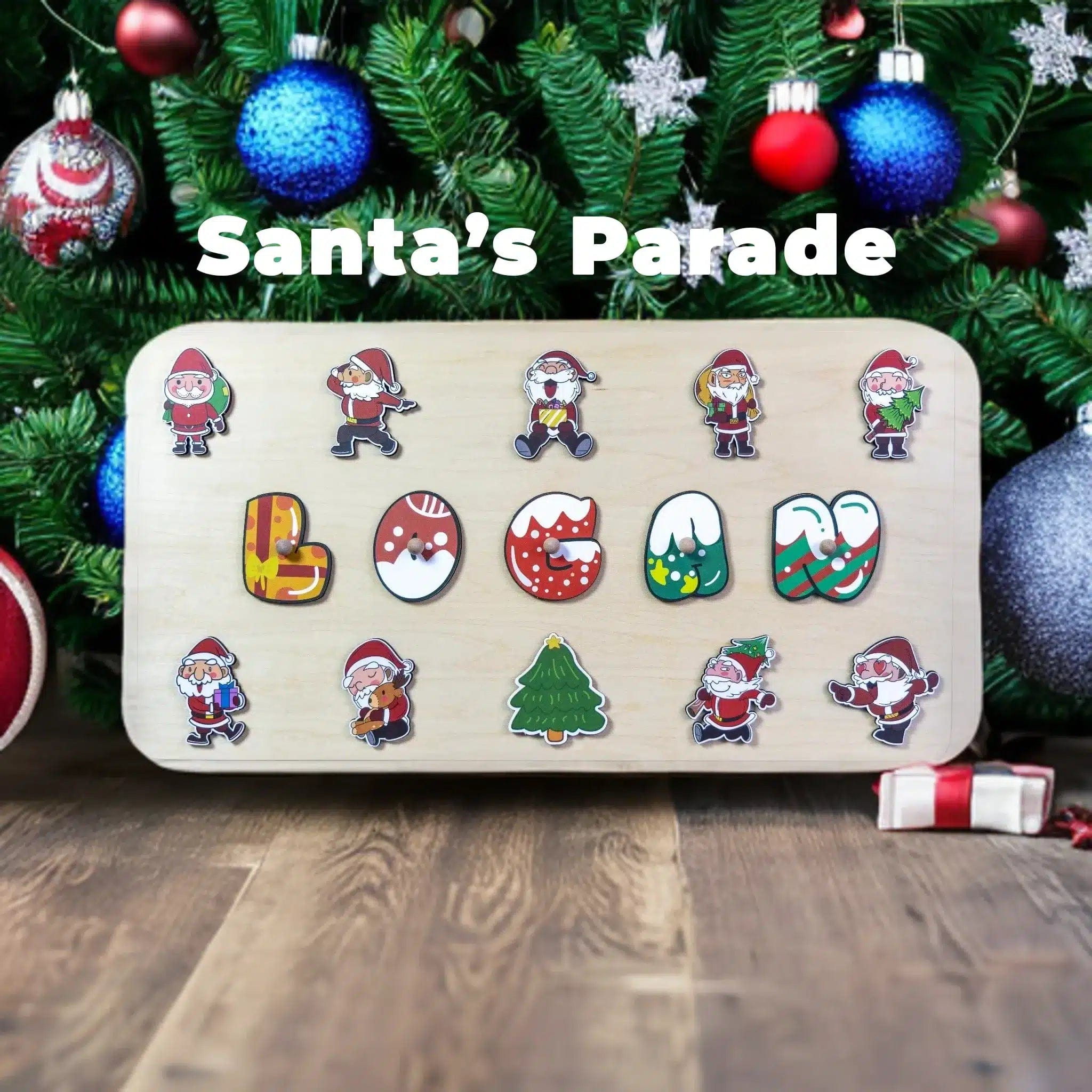 7 to 9 letters / Santa's Parade Personalized Christmas Puzzle for Kids