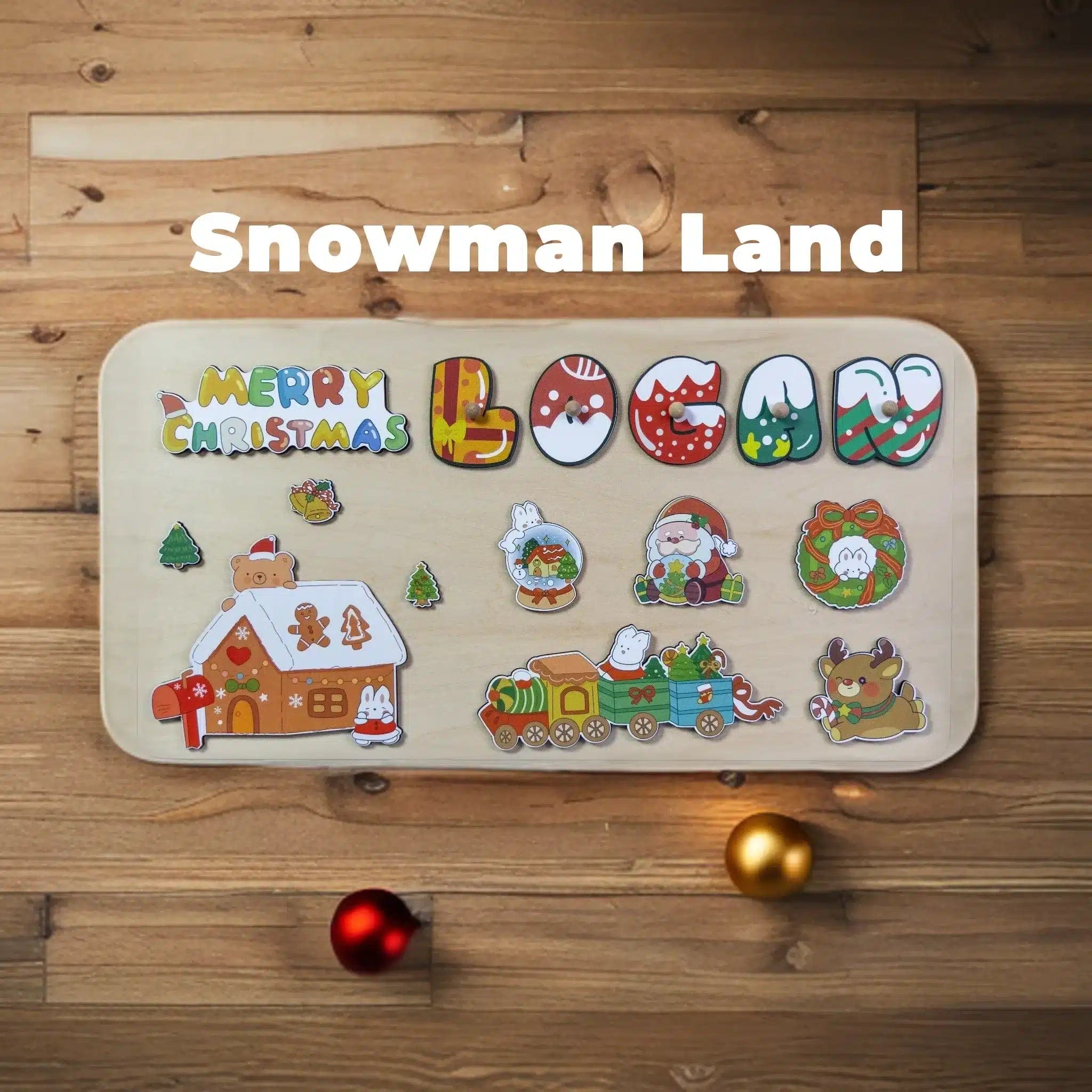 7 to 9 letters / Snowman Land Personalized Christmas Puzzle for Kids