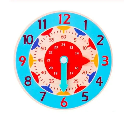 Blue Colorful 24h Clock for Kids