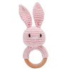 Pink Knitted Bunny Wooden Rattle