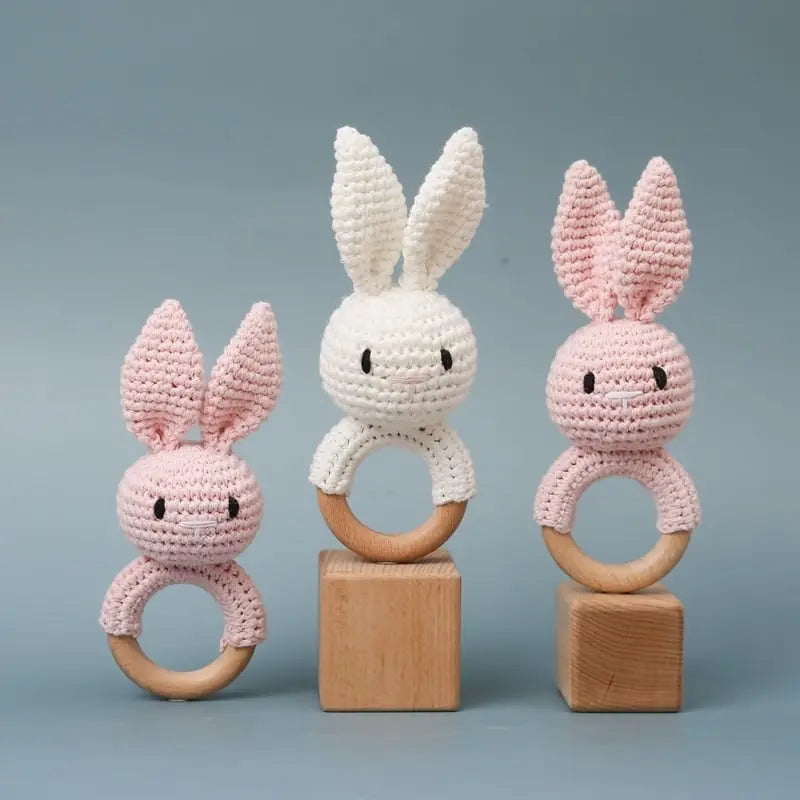 Knitted Bunny Wooden Rattle