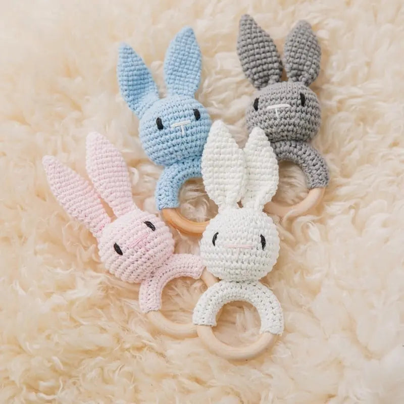 Knitted Bunny Wooden Rattle