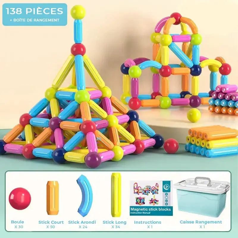138 pièces Magnetic Construction Game for Kids