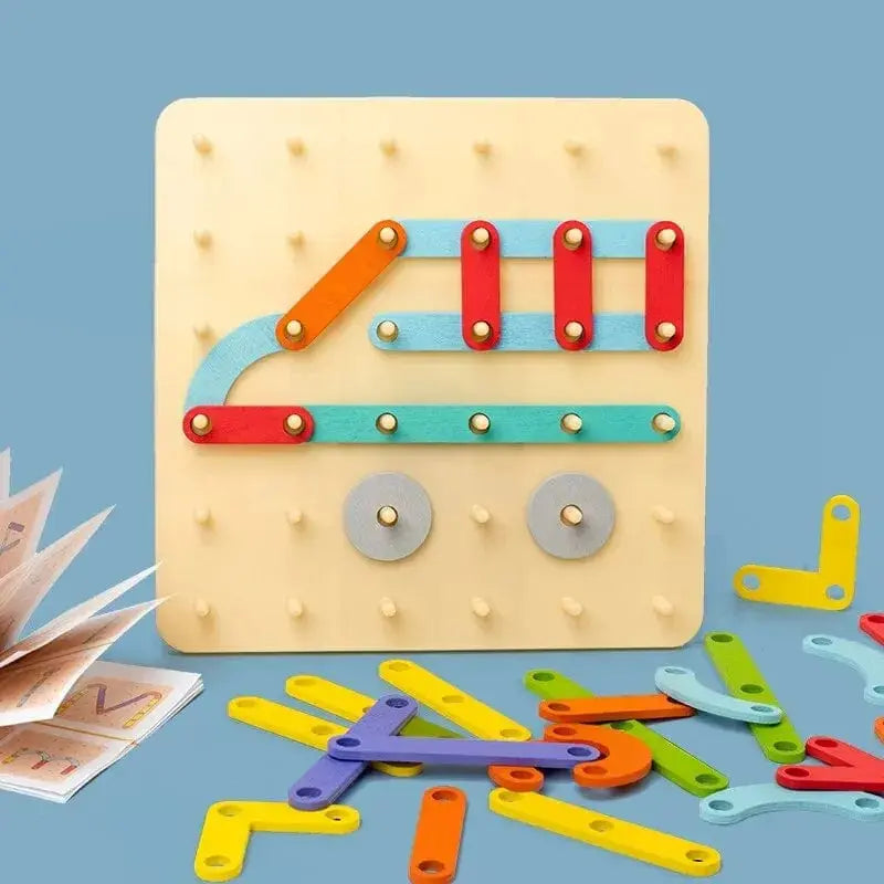 Montessori construction game with variable shapes - Image to copy