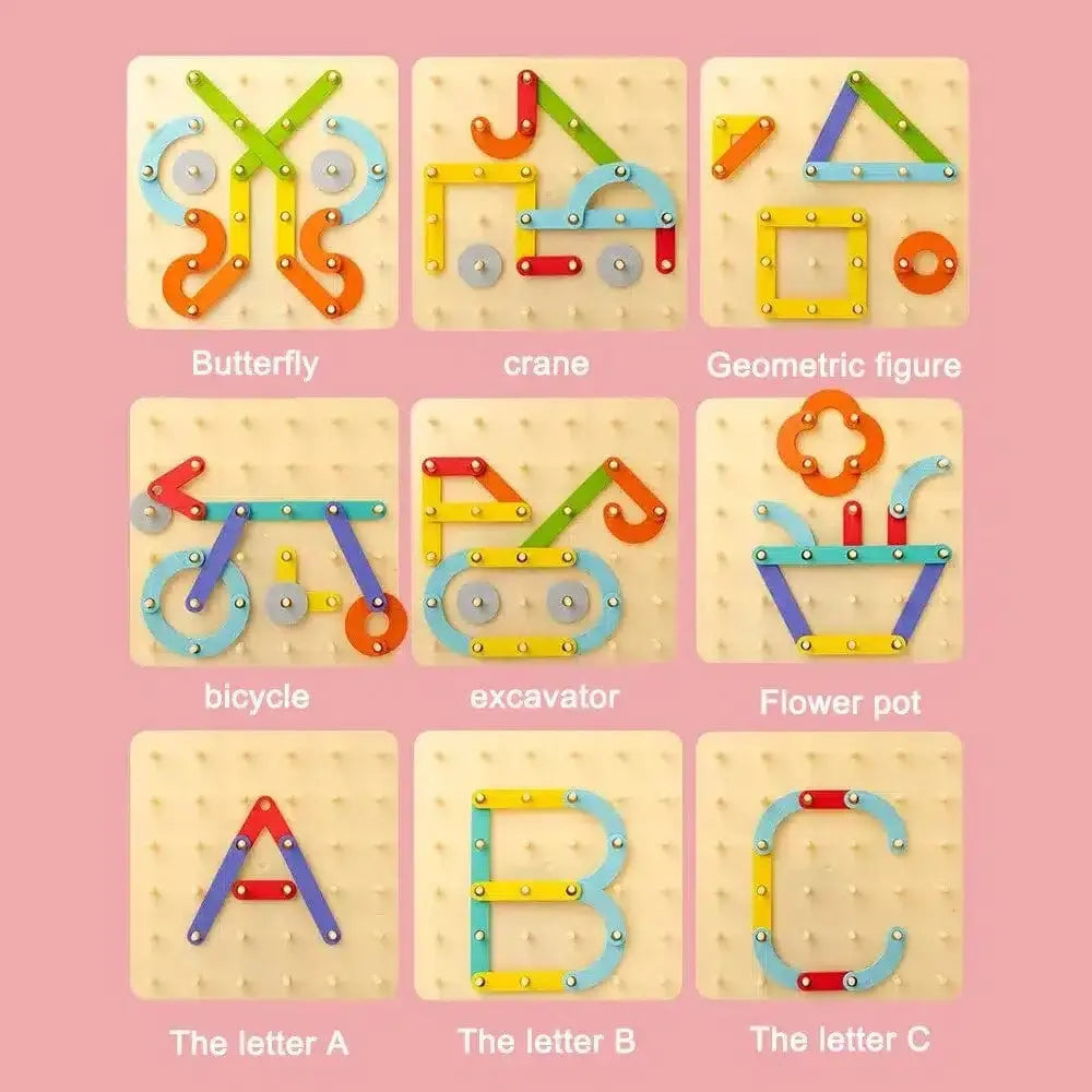 Montessori construction game with variable shapes - Image to copy