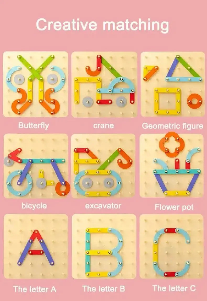 Montessori construction game with variable shapes - Image to copy