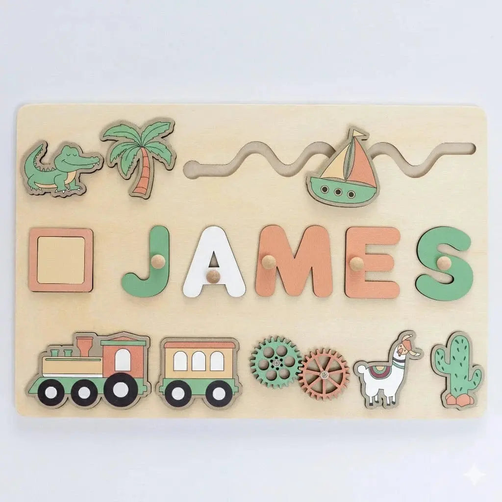 Khaki Personalized Name Puzzle - Custom Made for Your Child