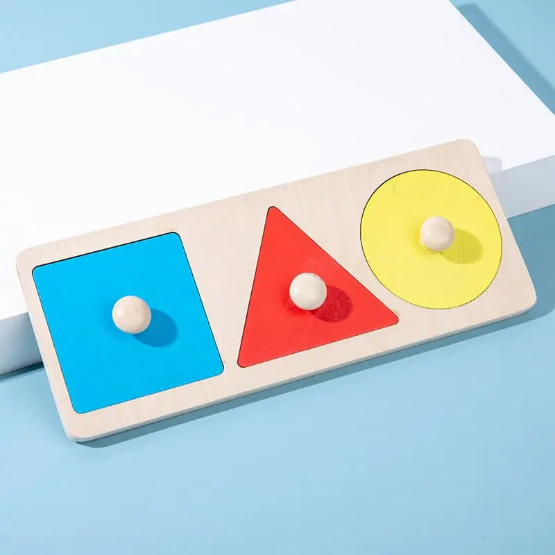 3 Flush-mounted Wooden Geometric Shapes Puzzle