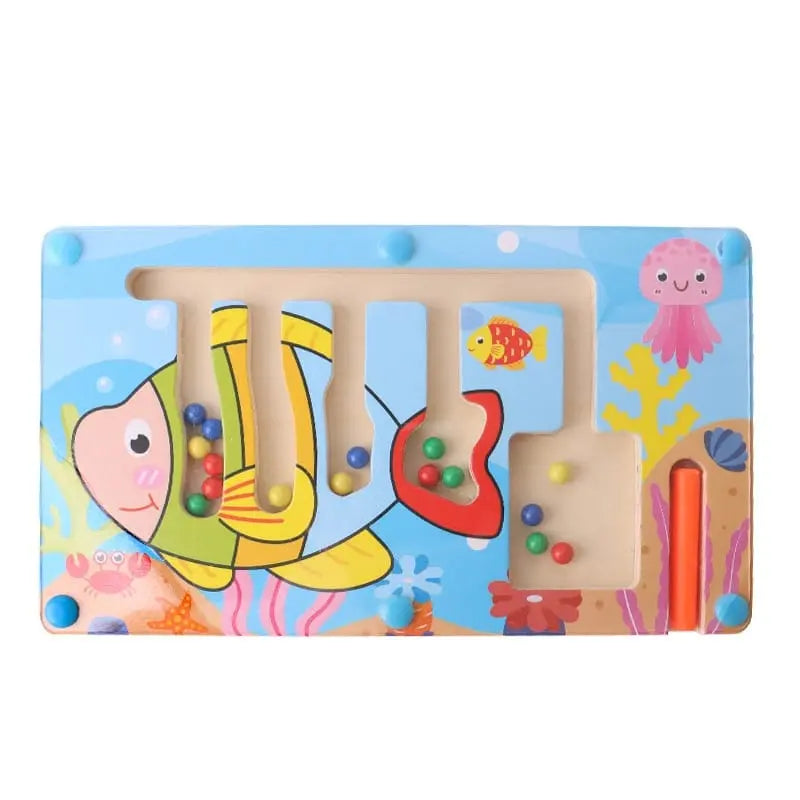 Fish Wooden Magnetic Maze - Montessori Puzzle