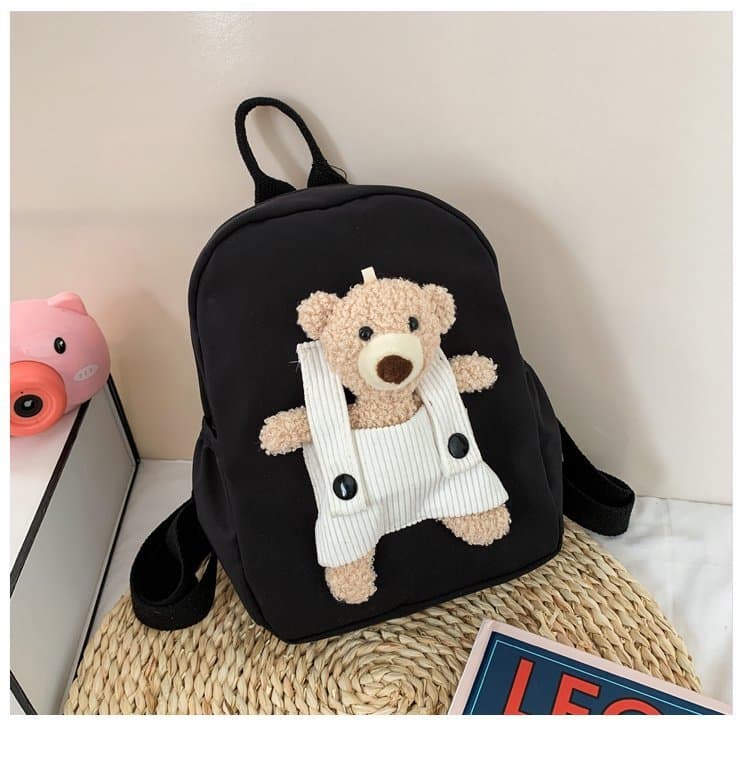 Black Personalized Teddy Bear Backpack for Girls and Boys