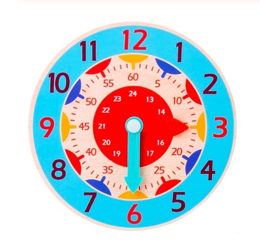 Blue Colorful 24h Clock for Kids