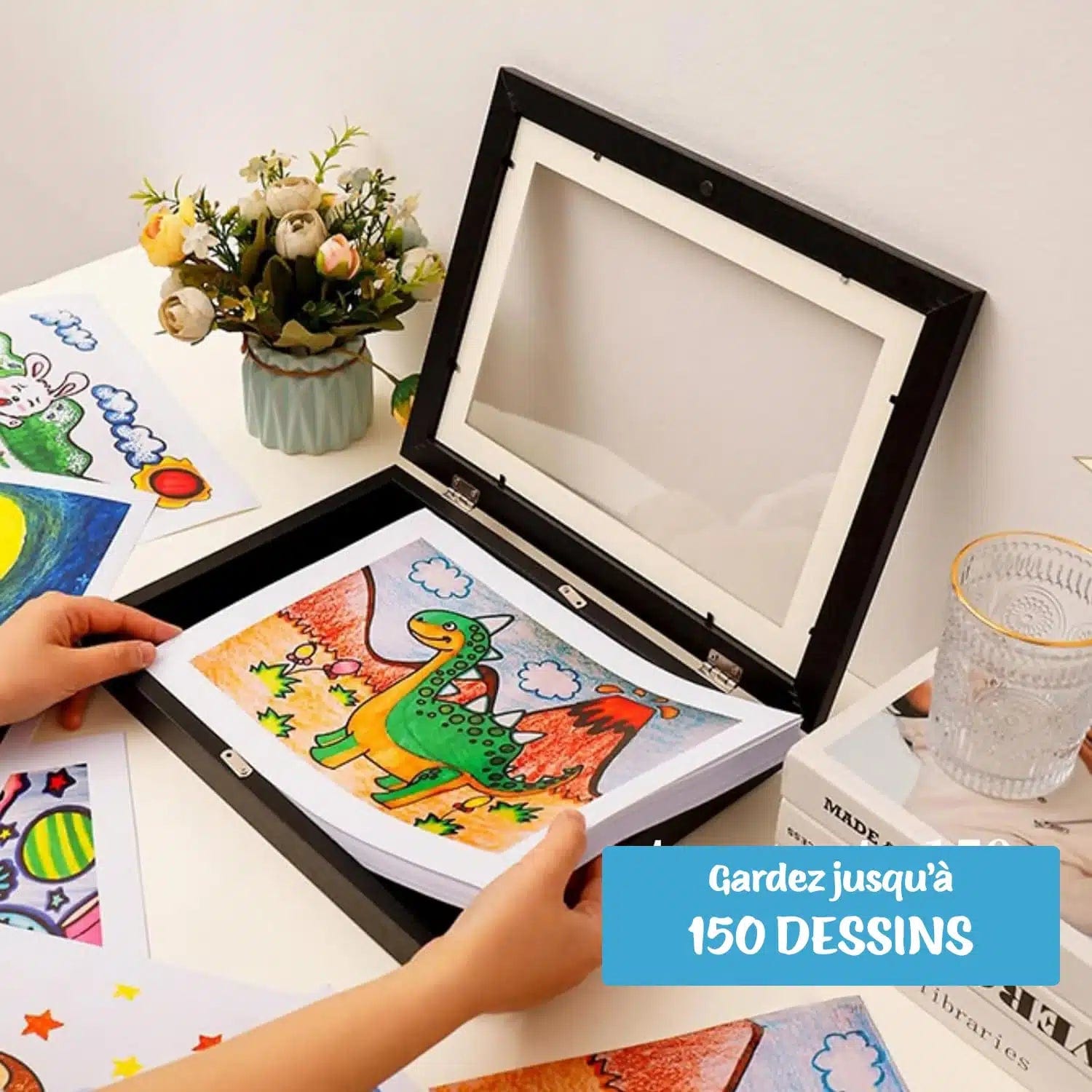 Frame for children's drawings | Store and display 150 drawings | A4 size