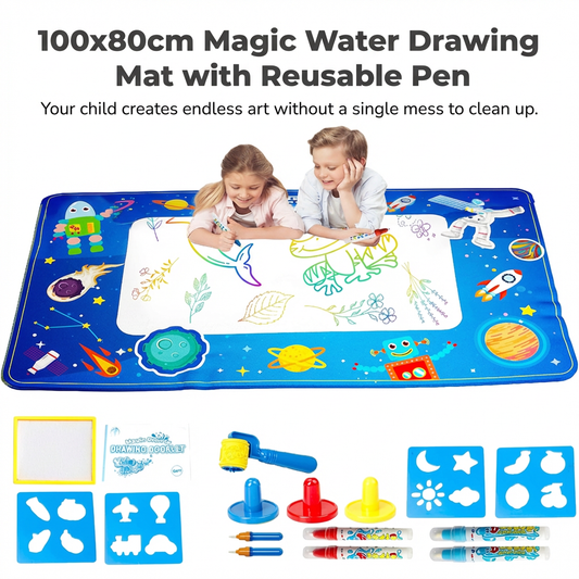 100x80cm Magic Water Drawing Mat with Reusable Pens - Mess-Free Art
