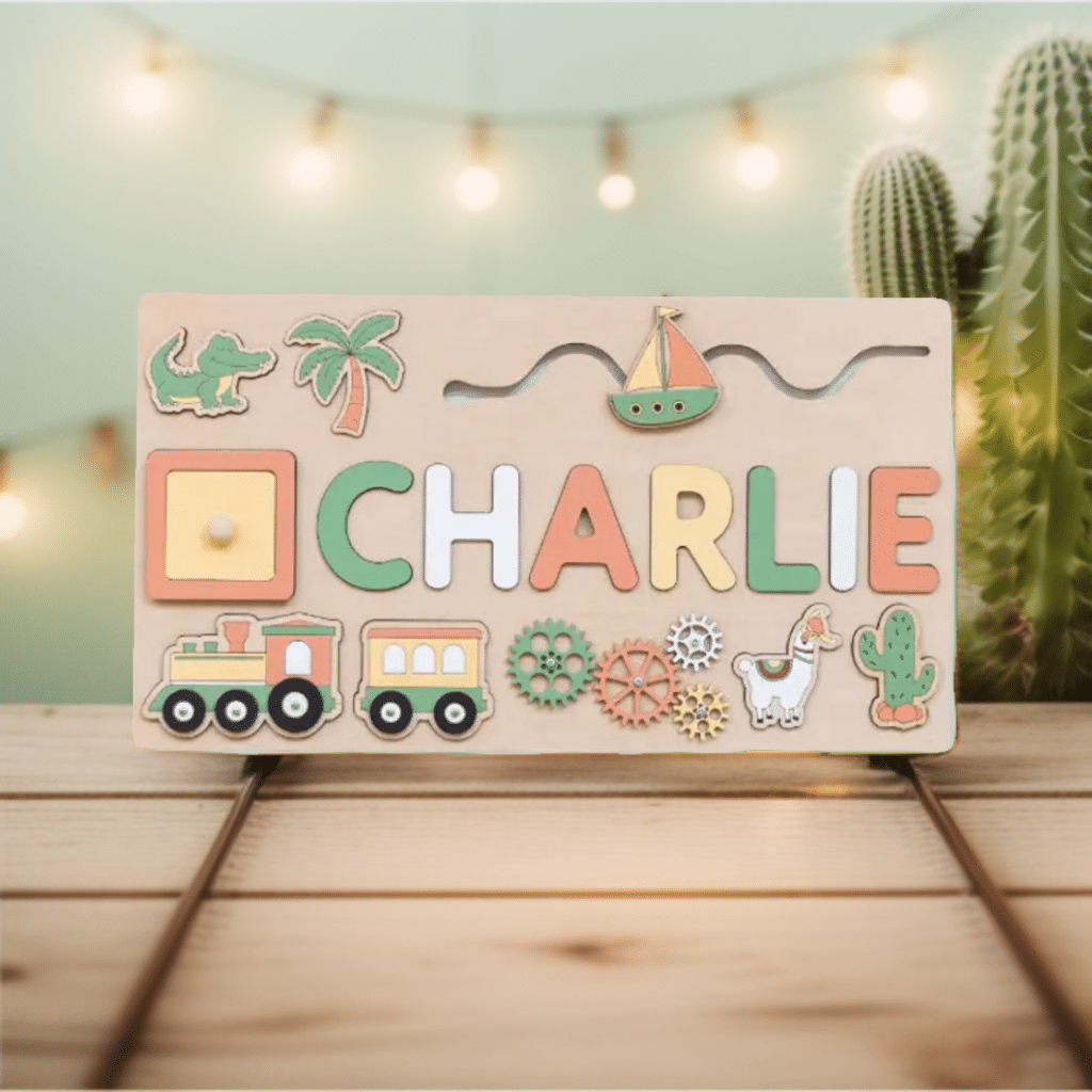 Khaki Personalized Wooden Name Puzzle