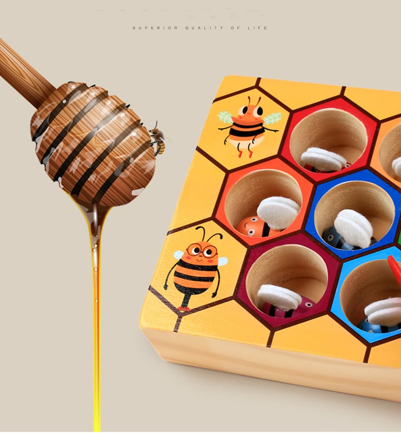 Montessori bee hive with tongs