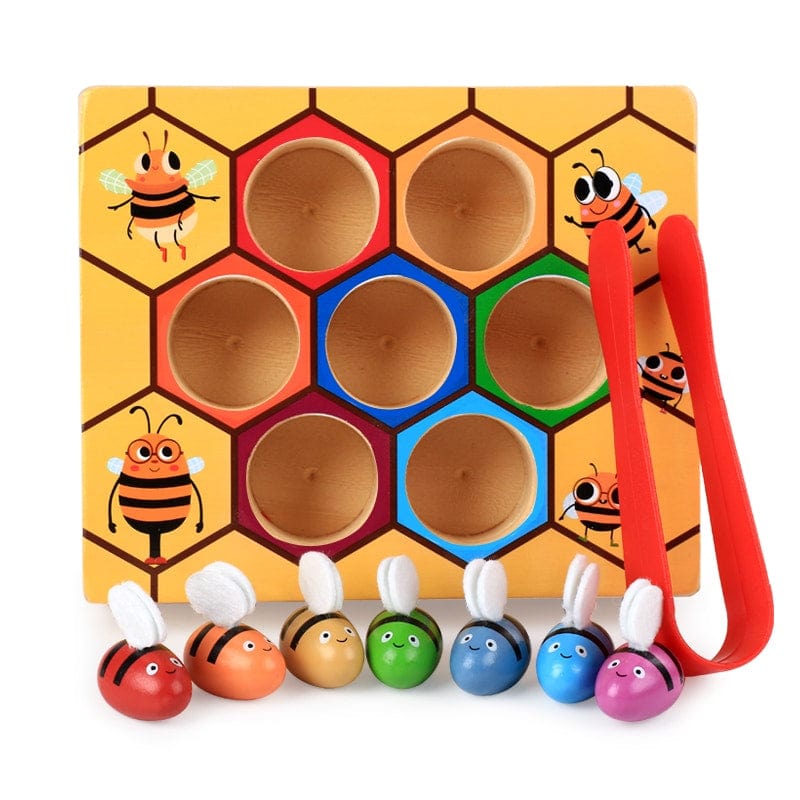 Montessori bee hive with tongs