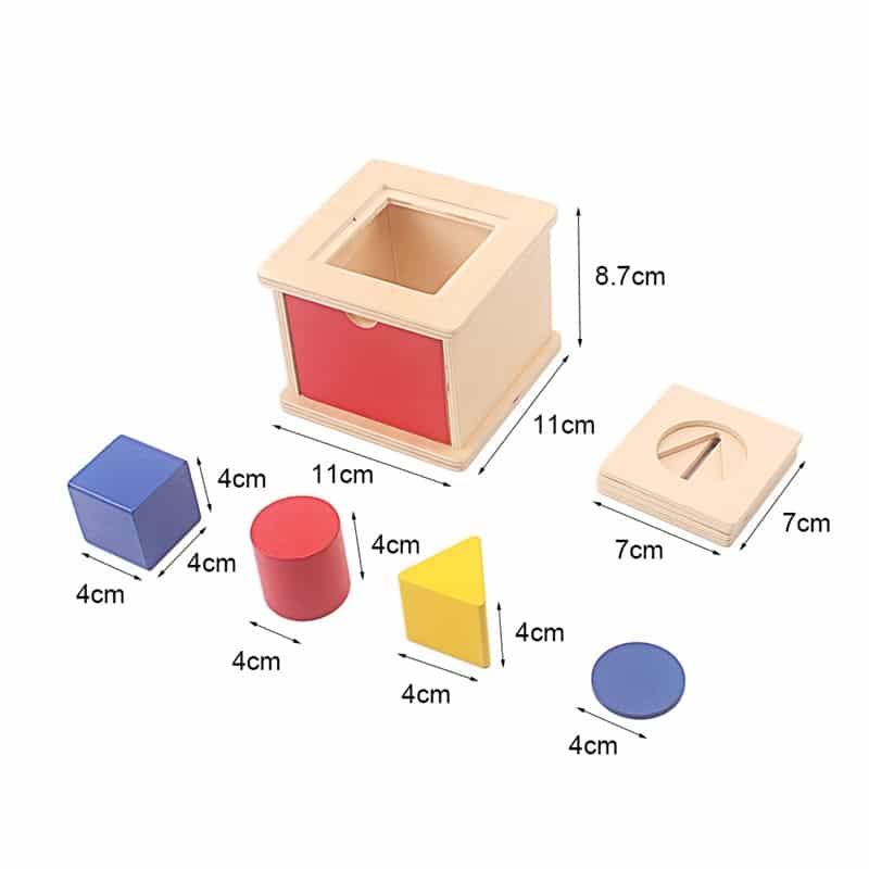 Montessori sorting box with interchangeable shapes