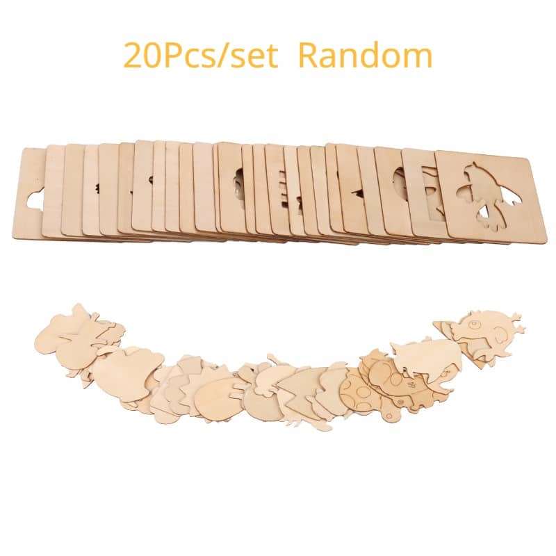 Montessori Wooden Stencils for Children - 20 Pieces