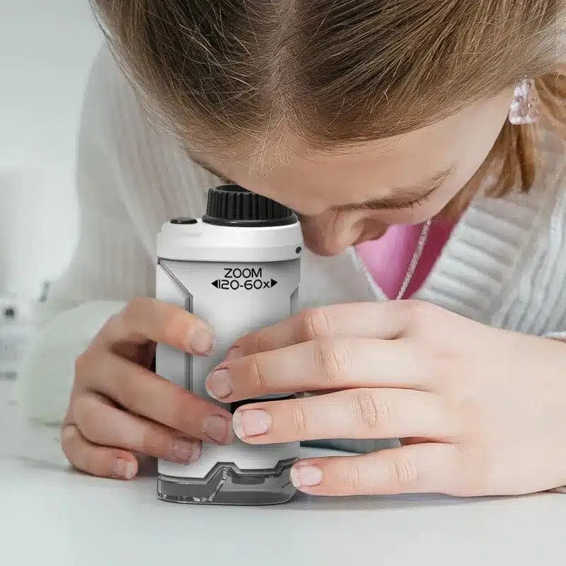 Pocket Microscope for Kids - Portable - Magnifies up to 120x