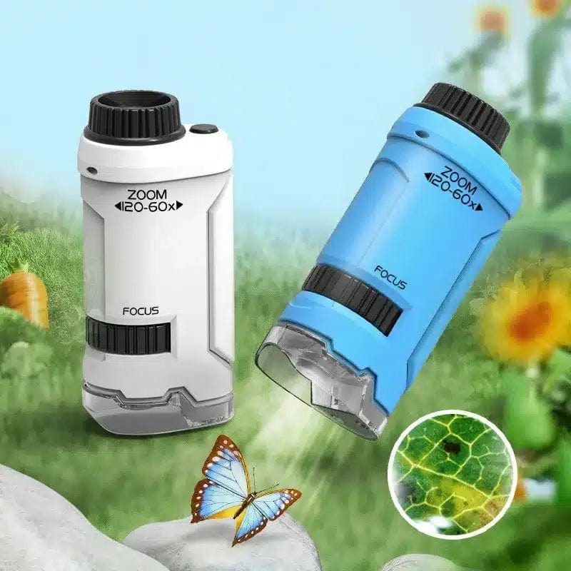 Pocket Microscope for Kids - Portable - Magnifies up to 120x