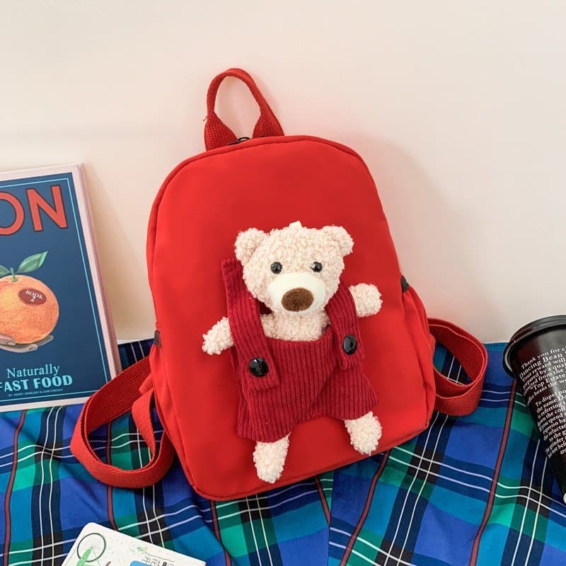 Red Personalized Teddy Bear Backpack for Girls and Boys