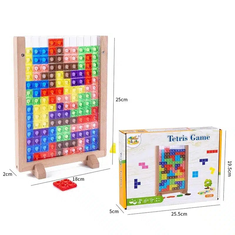 Tetris Puzzle Game - Wooden Base - Unlimited Play