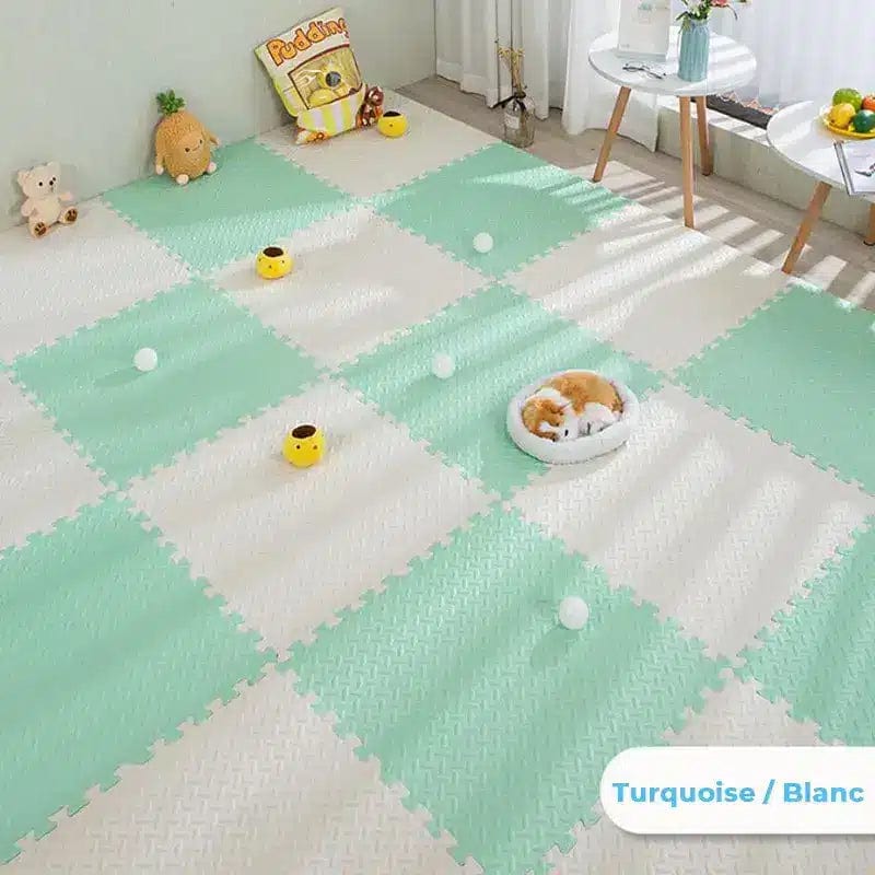 Turquoise-White / 24 pieces Thick Baby Play Mat with Two Colors